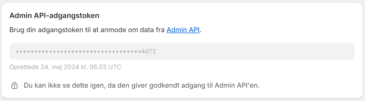 Shopify - ADmin API adgangstoken