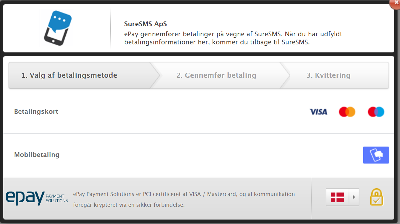 Betaling - vælg betalingsform