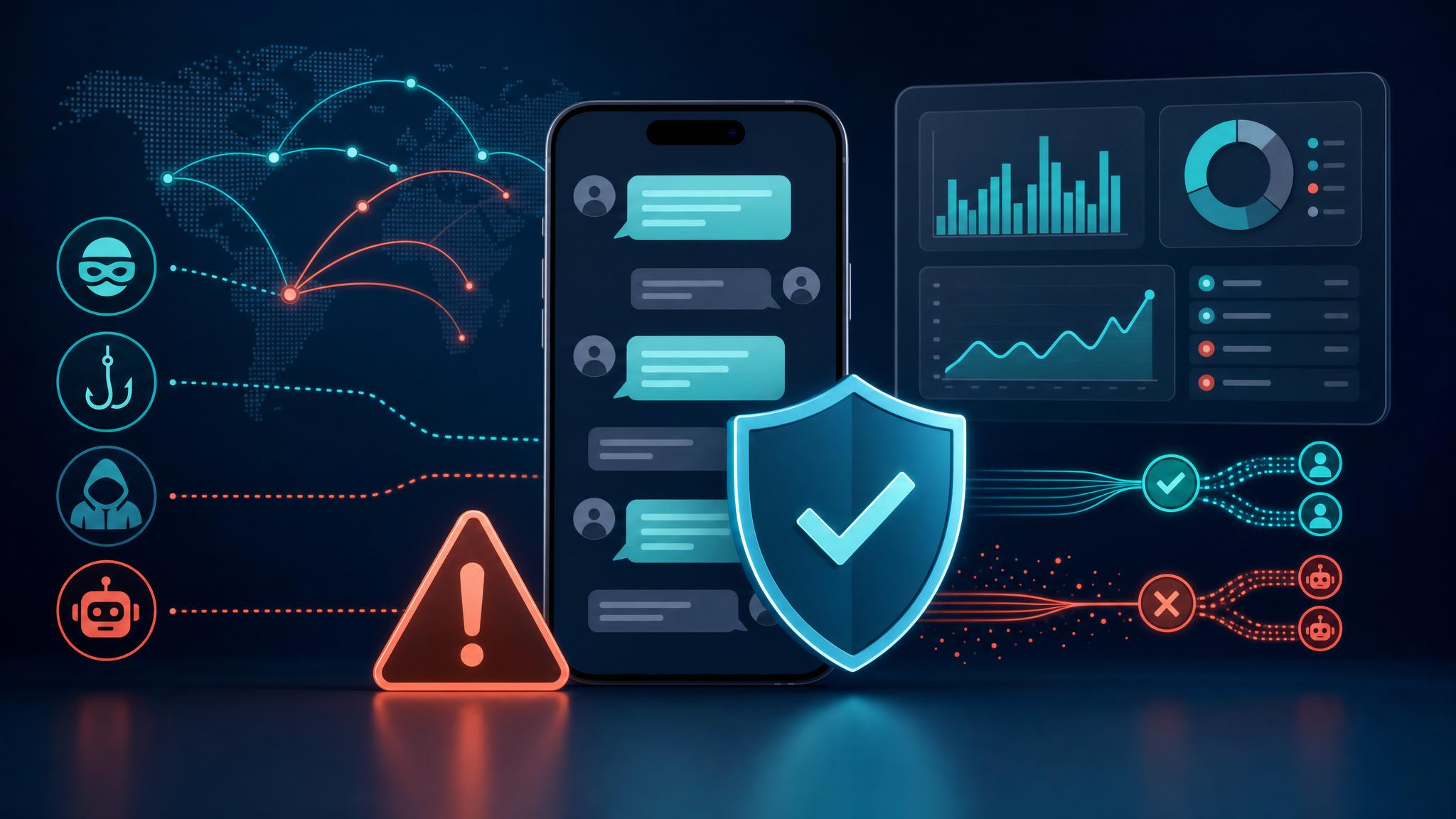 Illustration de la sécurité des SMS, du spoofing, du phishing, du smishing et de l'AIT